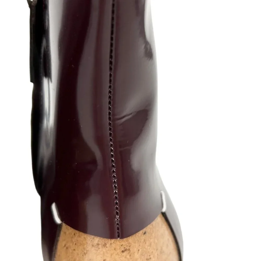 NWOB Maison Margiela Four Stitch Burgundy Patent Leather Boots